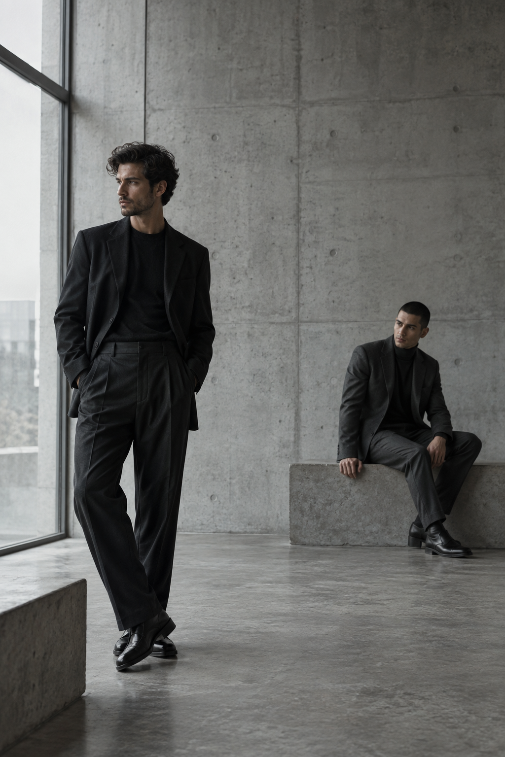Adult men models in an architectural studio